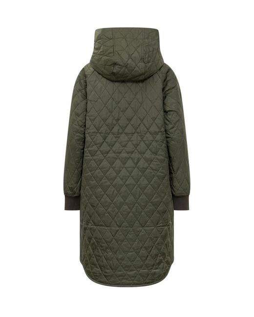 Barbour Green Quilted Down Jacket With Hood