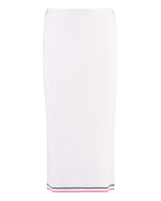 Fendi White Jacquard Knit Skirt