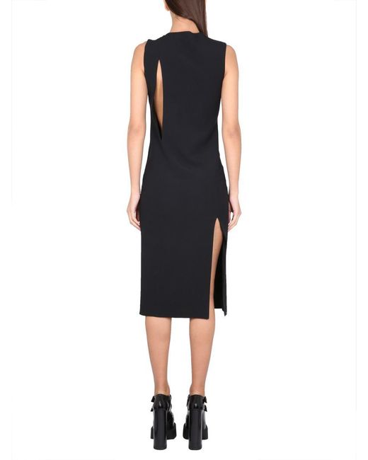 Versace Black Sleeveless Midi Dress With Cutouts