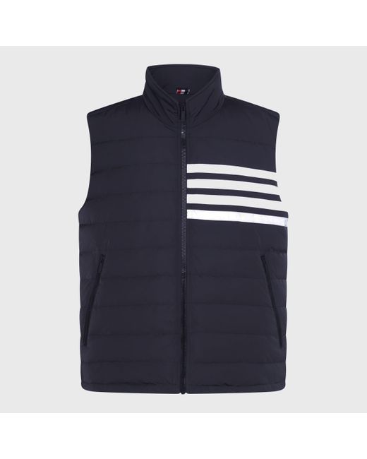 Thom Browne Blue Navy Padded 4-bar Vest Down Jacket for men