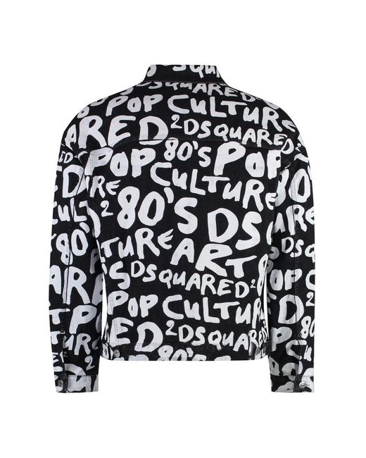 DSquared² Black D2 Pop 80'S Printed Denim Jacket for men