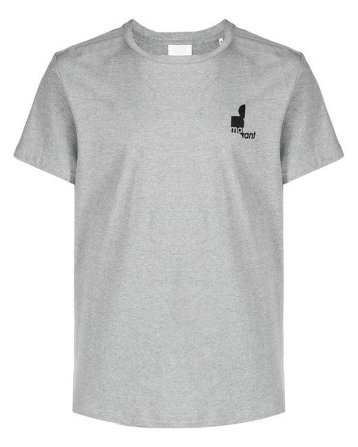 Isabel Marant Gray Cotton T-shirt With Logo for men