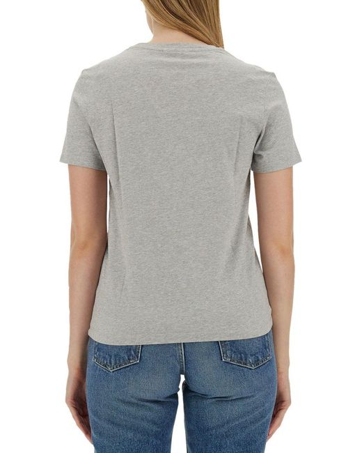 Maison Kitsuné Gray T-Shirt With Fox Patch