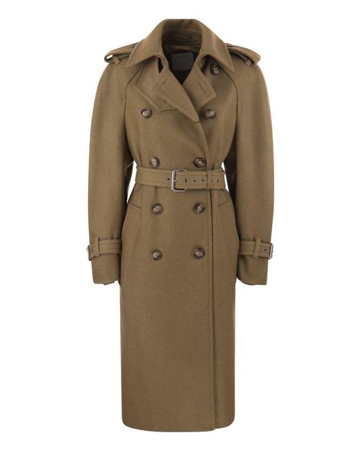 Sportmax Natural Filovia - Double-breasted Trench Coat In Wool Blend