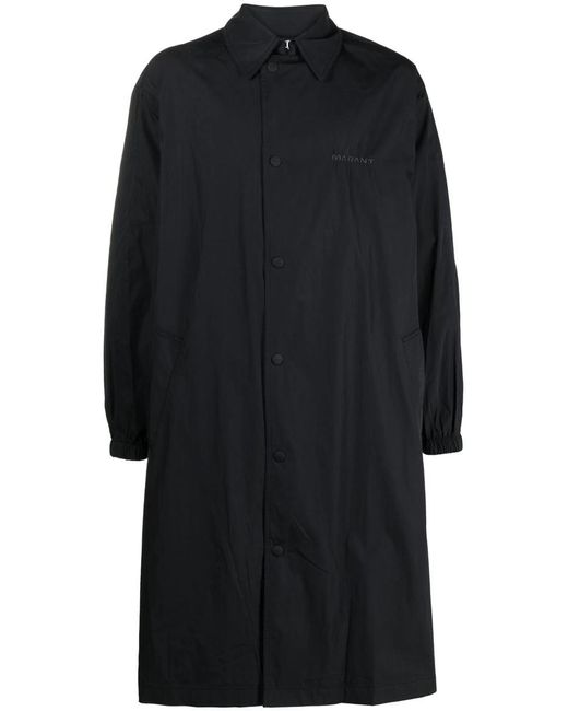 Isabel Marant Black Balthazar Raincoat With Embroidery for men