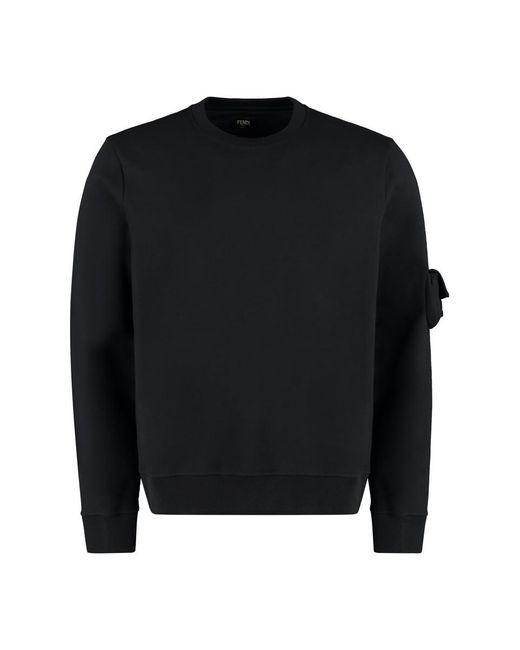 Fendi Black Cotton Crew-neck Sweatshirt for men