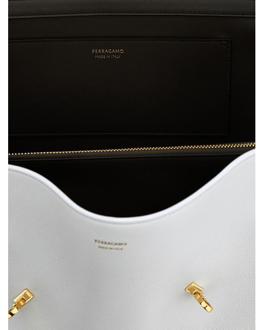 Ferragamo White 'Hug Soft M' Shoulder Bag