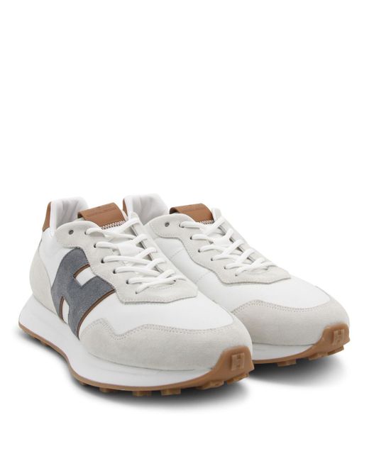 Hogan Gray White And Grey Leather Sneakers for men