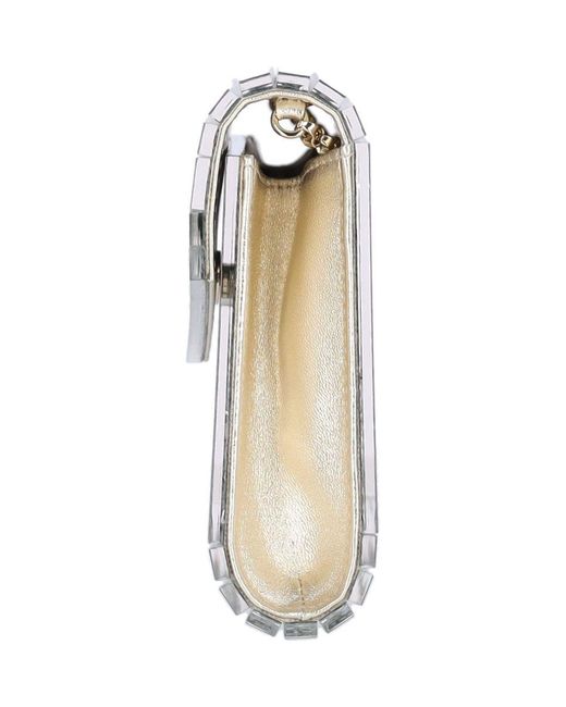 Jimmy Choo Gray 'Candy' Champagne Clutch Bag With All-Over Coarse Glitter