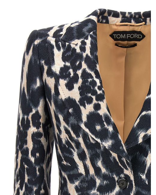 Tom Ford Black Animal Print Single-breasted Blazer Jackets