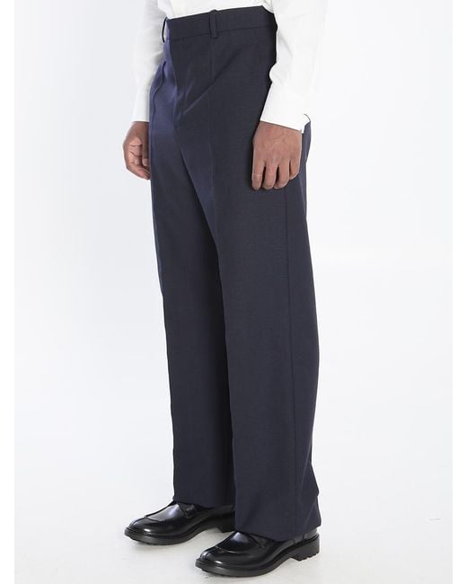 Saint Laurent Blue Chinã Wool Trousers for men