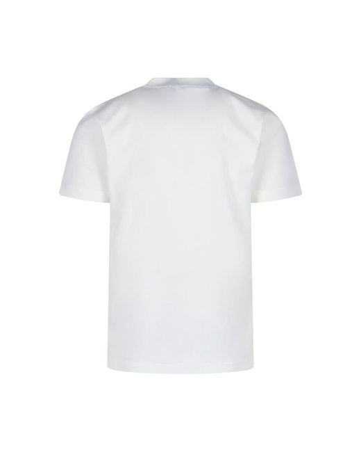 Burberry White Embroidered Equestrian Knight T Shirt for men