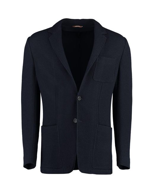 Canali Blue Single-breasted Wool Jacket for men