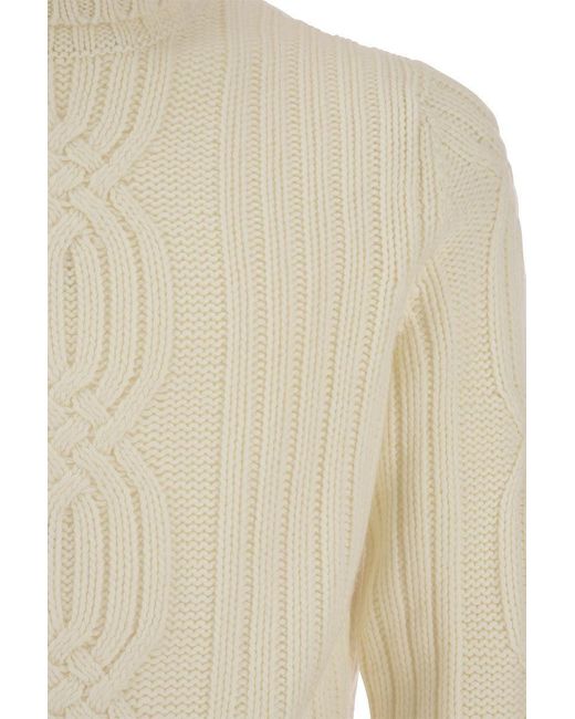 Brunello Cucinelli Natural Braided Cashmere Turtleneck Sweater for men