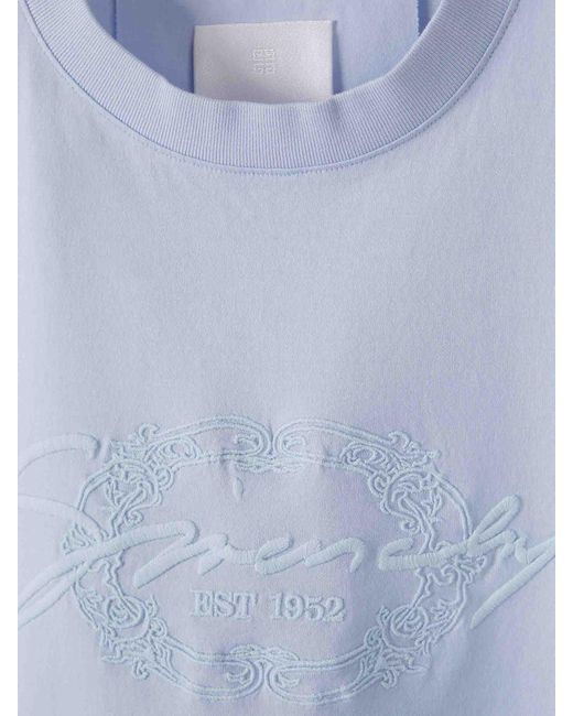 Givenchy Blue Cotton Logo T-Shirt