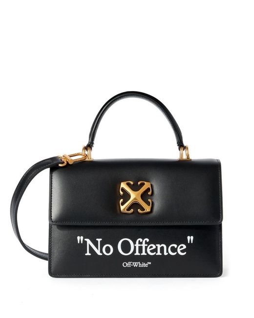 Off-White c/o Virgil Abloh Black Jitney 1.4 Quote Leather Top-Handle Bag