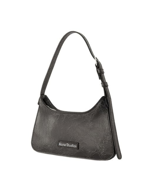 Acne Black Platt Micro Crackle Hobo Bag
