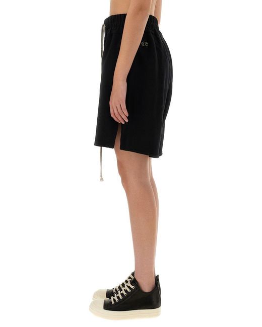 Rick Owens X Champion Black Cotton Shorts