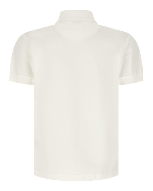 Burberry White Embroidery Polo Shirt for men