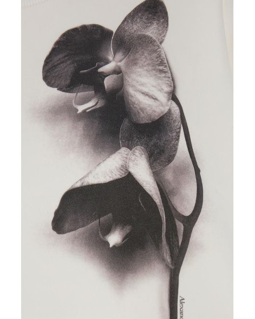 Alexander McQueen White Photographic Orchid Cotton Sweatshirt