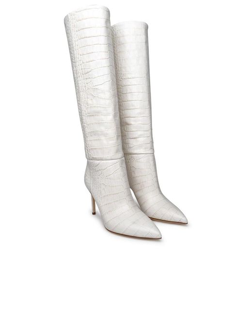 Paris Texas White Bone Ivory Leather Boots
