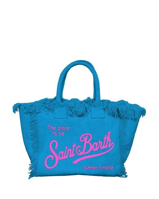 Saint Barth Blue Colette Cotton Canvas Bag