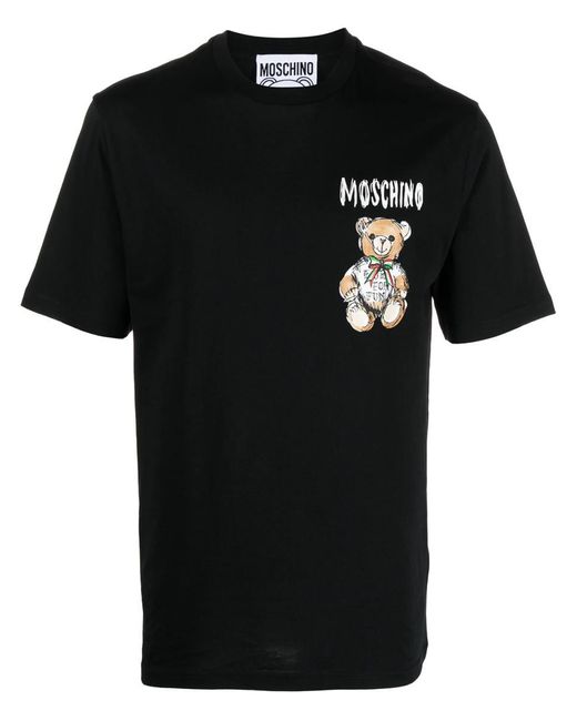 Moschino Black T-Shirt With Teddy Bear Print for men