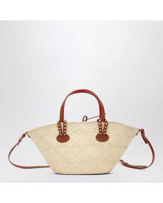 Christian Louboutin Metallic Raffia Calf Tote Bag Cabata Small