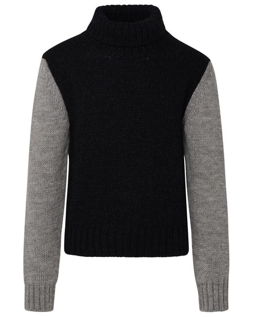 Dolce & Gabbana Black Two-Tone Alpaca Blend Turtleneck Sweater for men