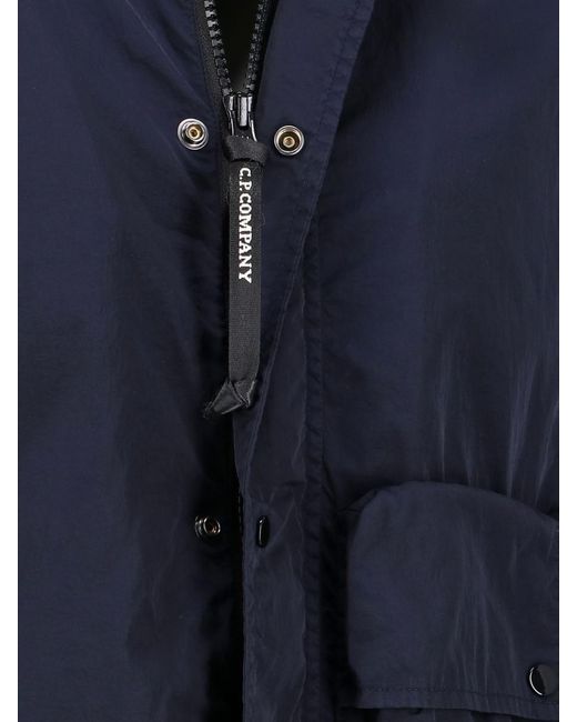 C P Company Blue 'chrome-r Goggle' Shirt Jacket for men