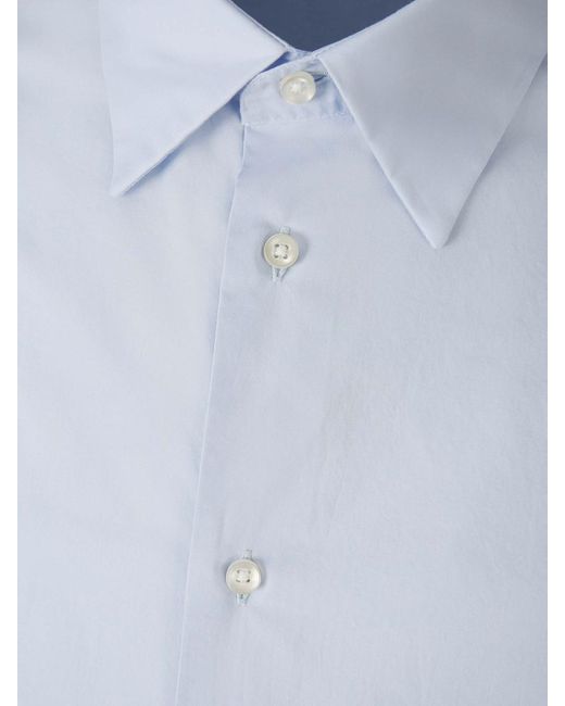 Officine Generale Blue Plain Cotton Shirt for men