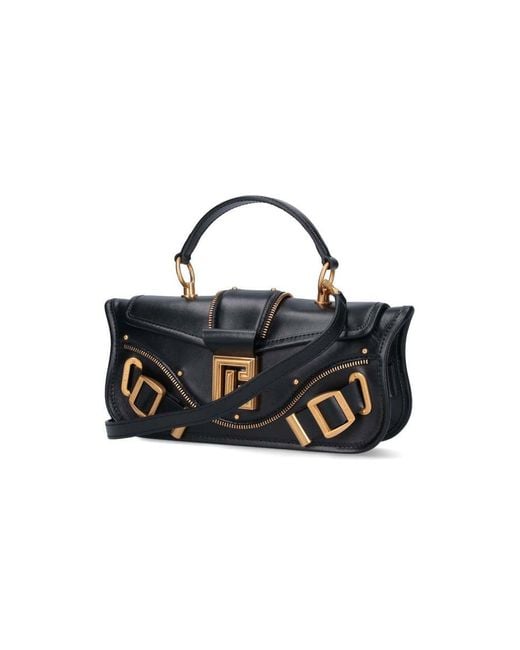 Balmain Black 'Blaze' Clutch Bag With Pb Logo And Buckles