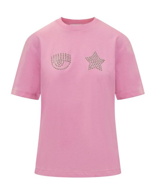 Chiara Ferragni Pink Eye Star T-Shirt
