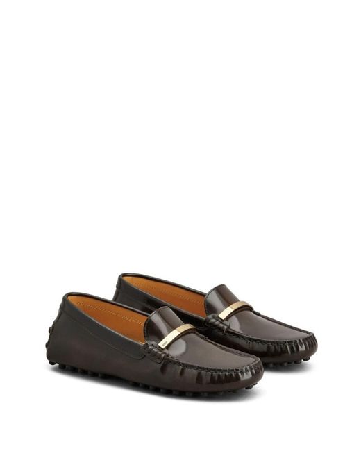 Tod's Brown Brushed Leather Inflatable Loafer Shoes