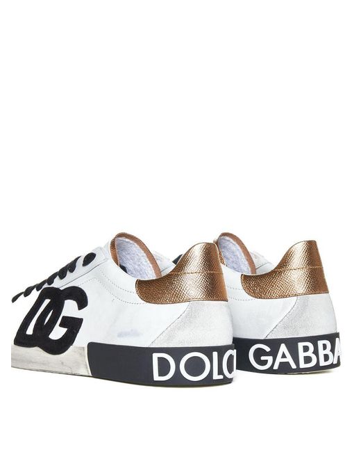 Dolce & Gabbana White And Leather Portofino Vintage Sneakers for men