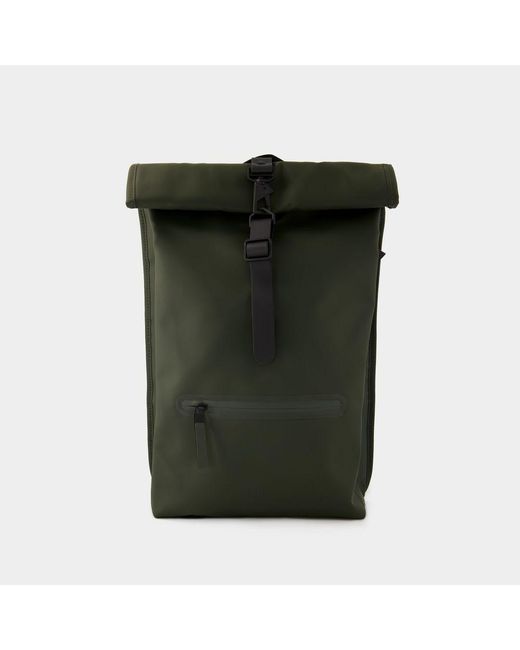 Rains Green Rolltop Rucksack Backpack