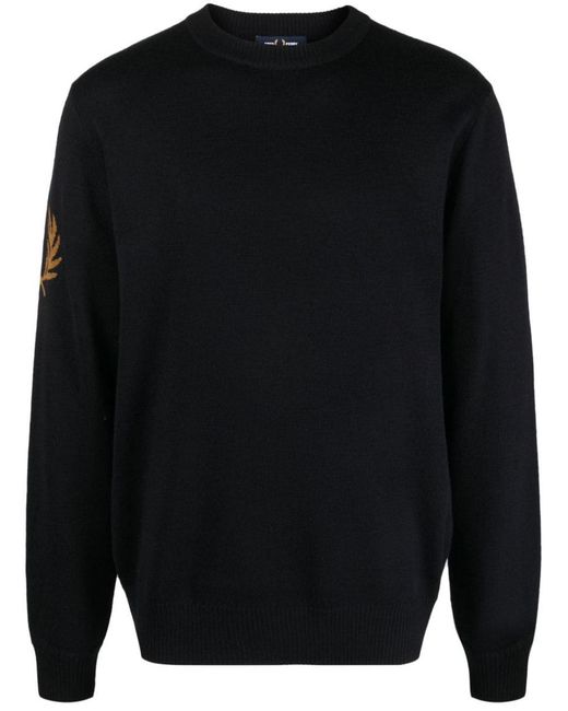 Fred Perry Black Logo Wool Blend Jumper for men