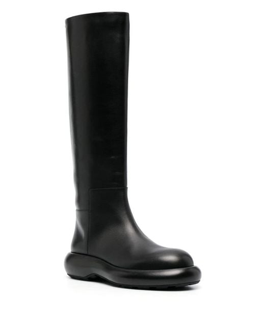 Jil Sander Black Knee-high Flat Leather Boots