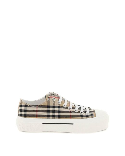 Burberry White Vintage Check Low Sneakers
