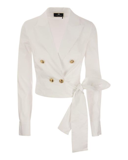Elisabetta Franchi White Cotton Shirt With Sash