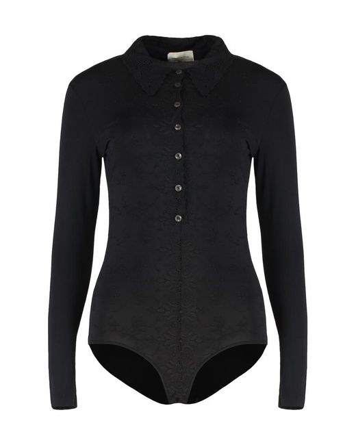 Magda Butrym Black Viscose Bodysuit