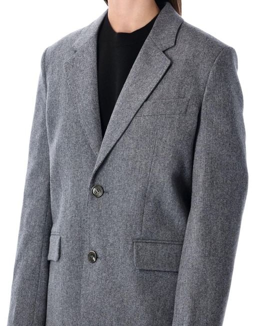 AMI Gray Wool Flannel Loose-Fit Single-Breasted Jacket