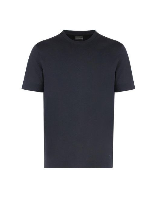 Emporio Armani Blue Cotton Crew-Neck T-Shirt for men