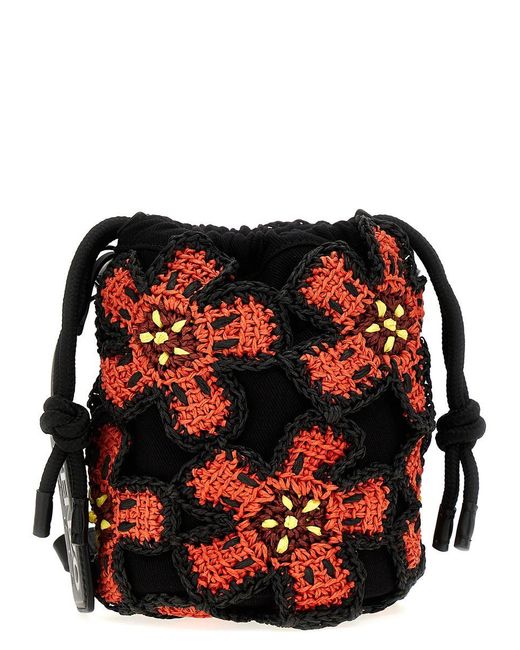 KENZO Red 'Boke Flower' Bucket Bag
