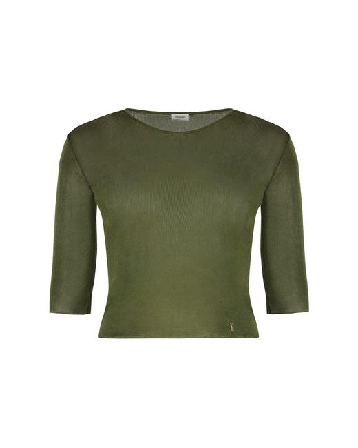 Saint Laurent Green Viscose Top
