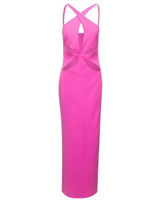 Monot Halterneck Petal Cutout Dress In Polyester Woman in Pink | Lyst