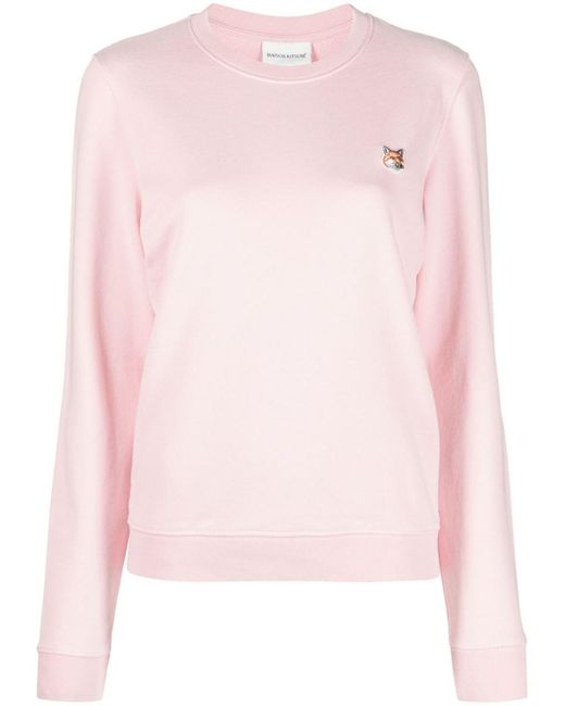 Maison Kitsuné Pink Logo-appliqué Cotton Sweatshirt
