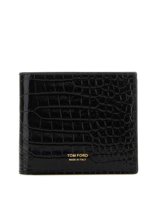 Tom Ford Black Croco-Print Leather Wallet for men