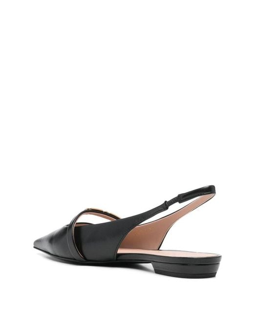 Emporio Armani Black Leather Slingback Ballets