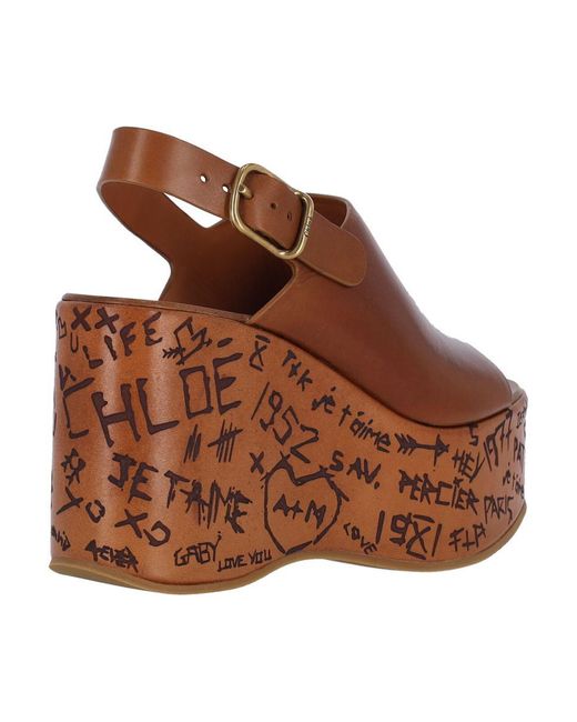 Chloé Brown Wedge Sandals "Maxime"